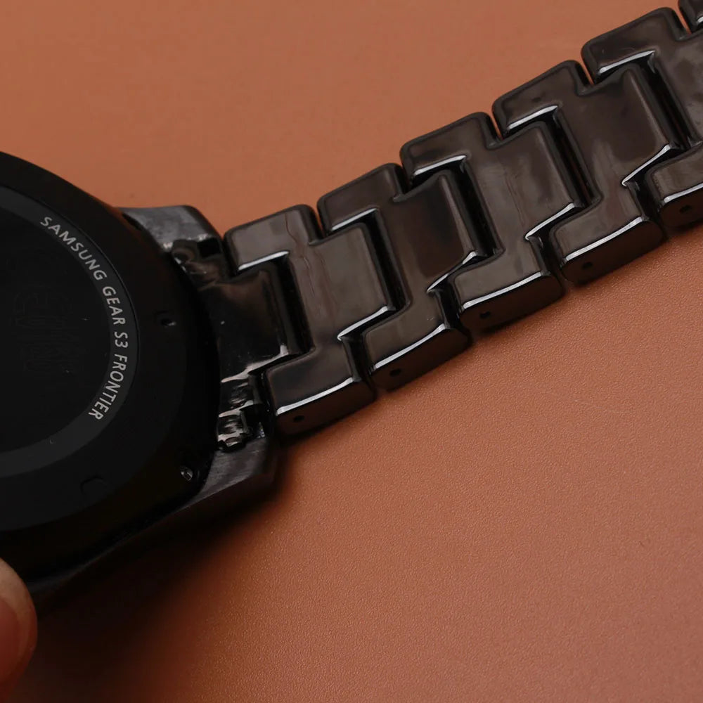 22mm Watchband Ceramic Fit Samsung Frontier Smart watch Accessories strap bracelets Polish Fashion watches band curved end solid