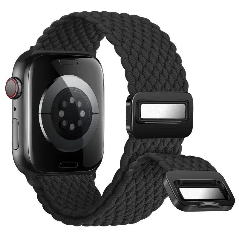Nylon Braided Loop band for Apple Watch Ultra 3 2 49mm 11 10 42mm 46mm 9 8 7 45mm 41mm Magnetic band Apple Watch 6 5 SE 44mm 40mm band