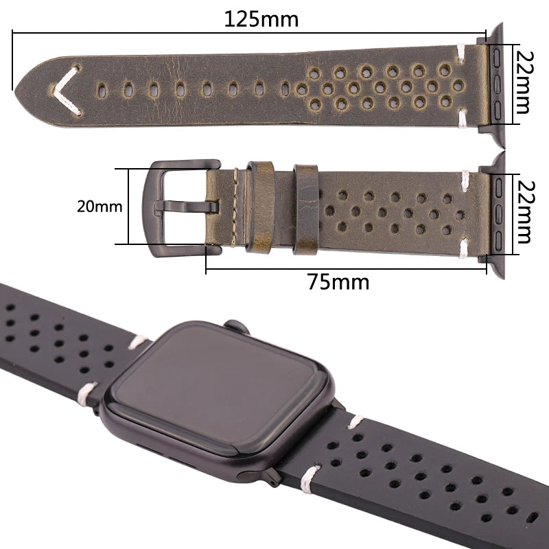 Genuine Leather band For Apple Watch band Serie 7 6 5 4 SE band 44mm 45mm 40mm 41mm 42mm 49mm Women Men Apple Watch Watchband