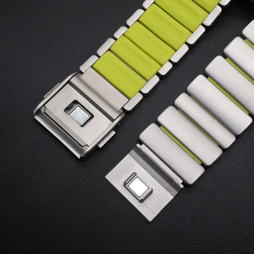 Titanium Fluoroelastomer Rubber band for Apple Watch Ultra 3 2 49mm Series 11 10 46mm band for Apple Watch 9 8 7 6 5 SE 3 44mm 45mm