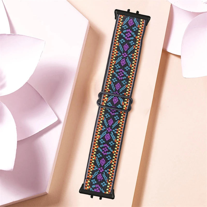 Elastic Nylon Strap For Samsung Galaxy Fit 3 Watch Bracelet Vintage Bohemian National Style Watchband For Samsung Fit 3 SM-R390