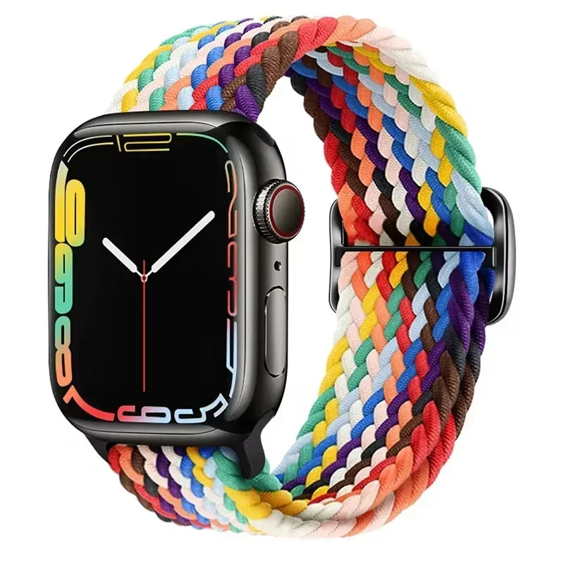 Braided band For Apple Watch band 45mm Ultra 2 49mm 44mm 40mm 41mm 42mm 46mm Elastic adjustable band Series 10 9 8 7 3 5 SE 6 4