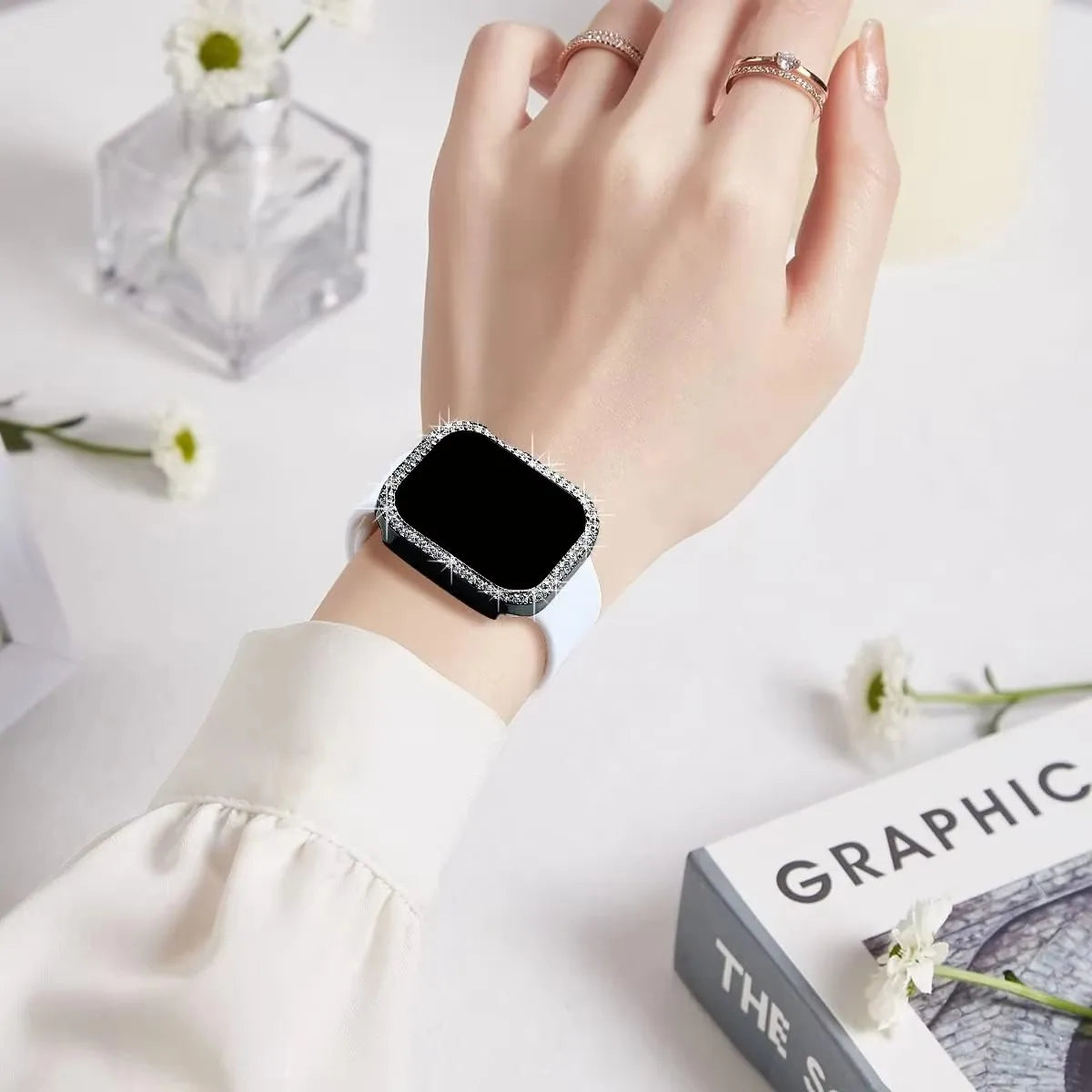 Diamond Case+Milanese band For Apple Watch band Ultra 2 band For Apple Watch 10 9 8 7 46mm 42mm 45mm 44mm 40mm 41mm Series 6 5 4