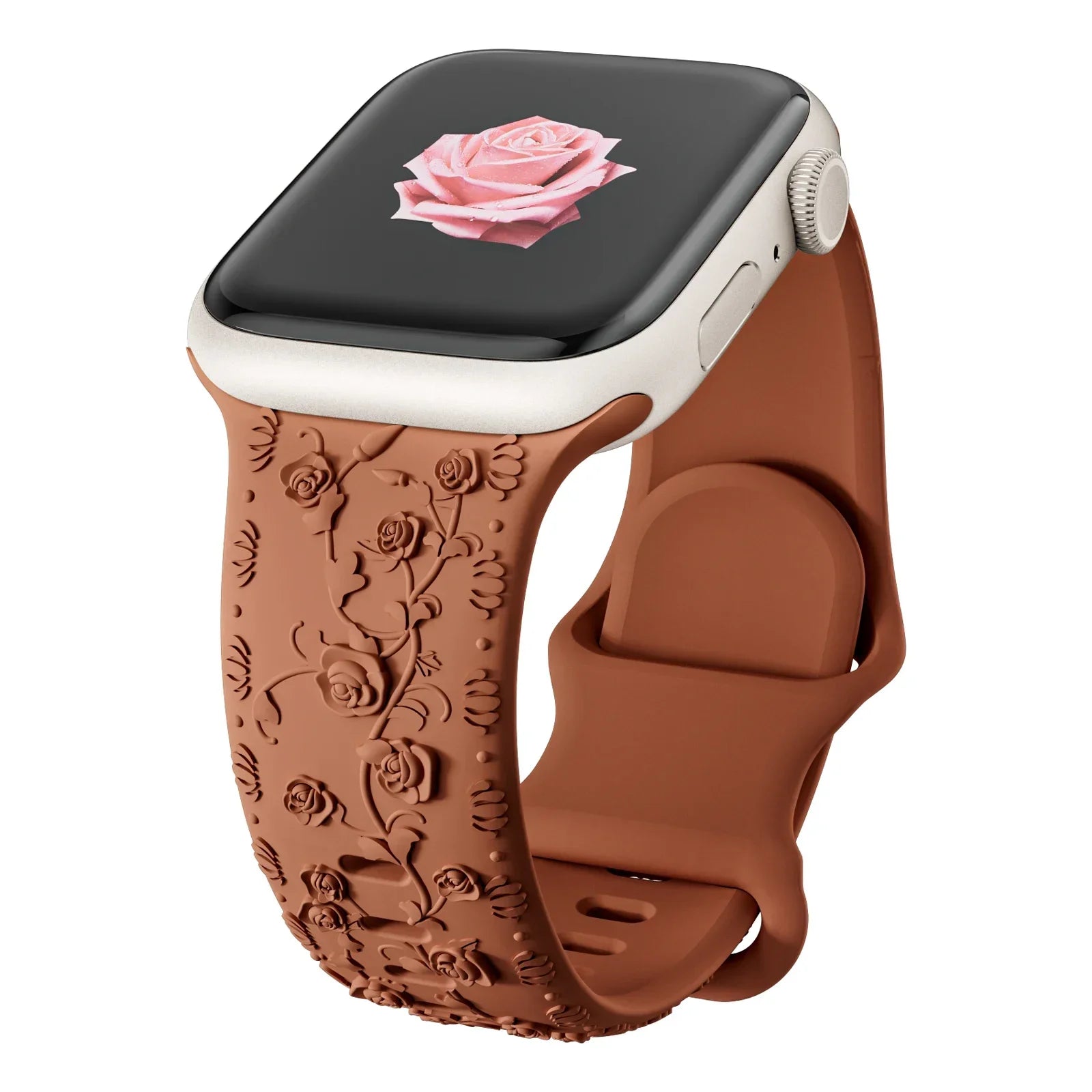 Engraved band for Apple Watch band 46mm 44mm 40mm 49mm 45mm 41mm 42mm Floral Silicone Correas Apple Watch Ultra 2 Series 10 9 8 7 6 SE 5