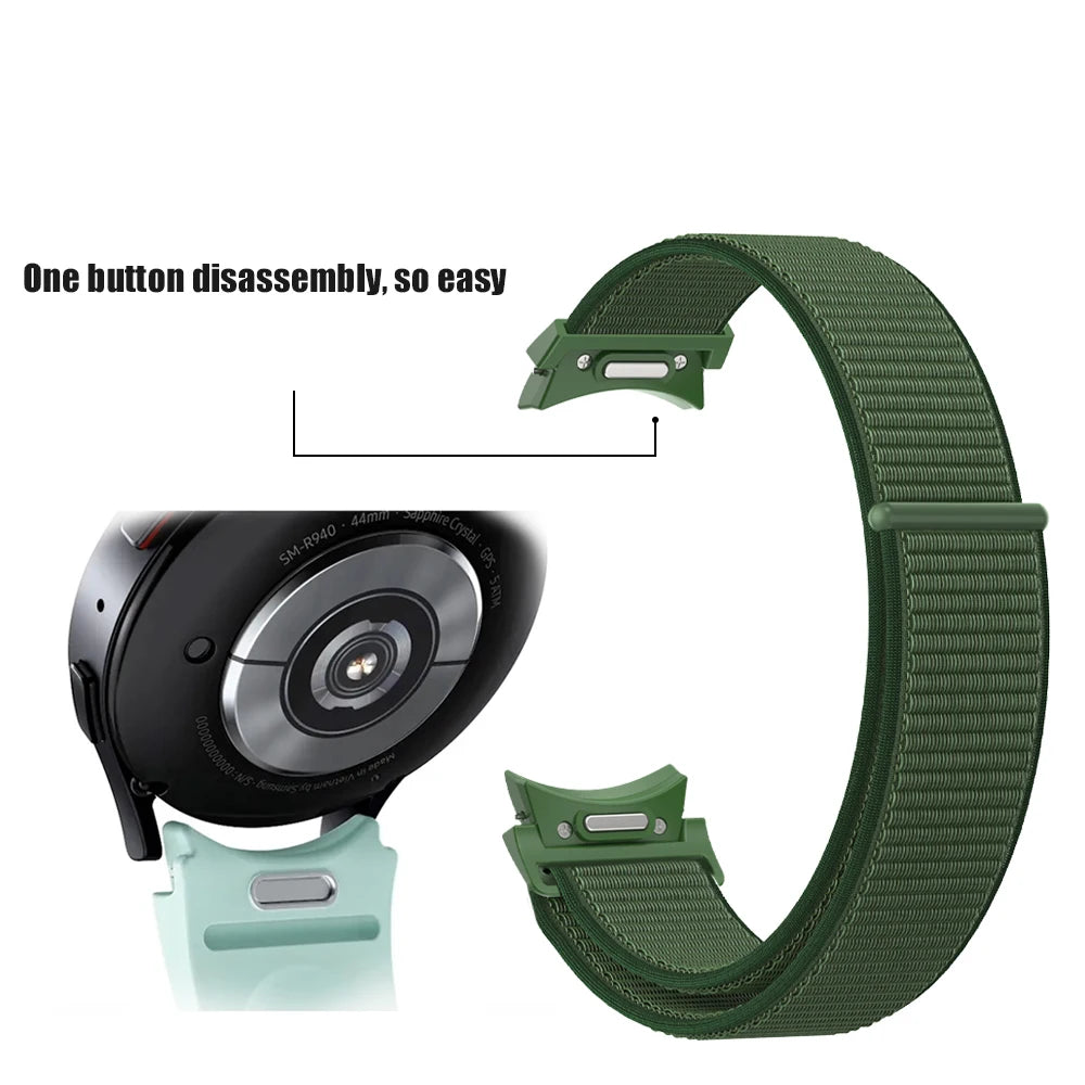 No gaps Band For Samsung Galaxy Watch 7 6 FE 4 Classic 5 pro 44mm 40mm 47mm 45mm Nylon Loop bracelet correa Galaxy Watch 7 Strap