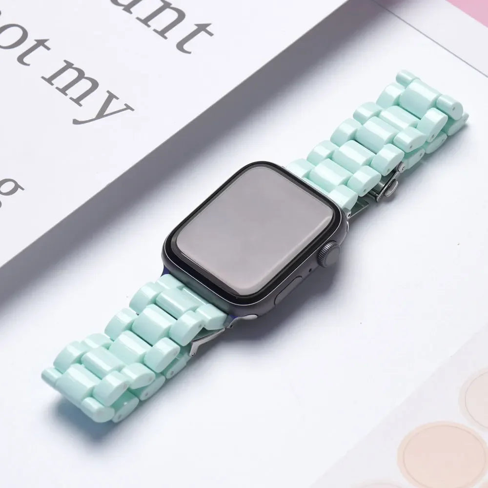 Resin Watch band for Apple Watch 44mm band 42mm 38mm correa watch band for Apple Watch Series 10 8 7 6 SE 5 4 40mm 41mm 45mm 49mm Ultra