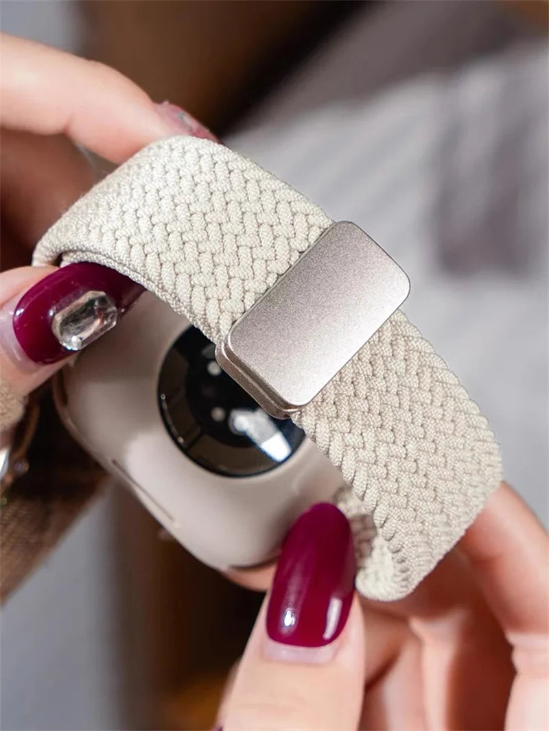 Magnetic band For Apple Watch band 44mm 40mm 45mm 46mm 49mm 41mm Nylon Braided band Apple Watch Series SE 5 4 7 6 8 9 10 Ultra 2