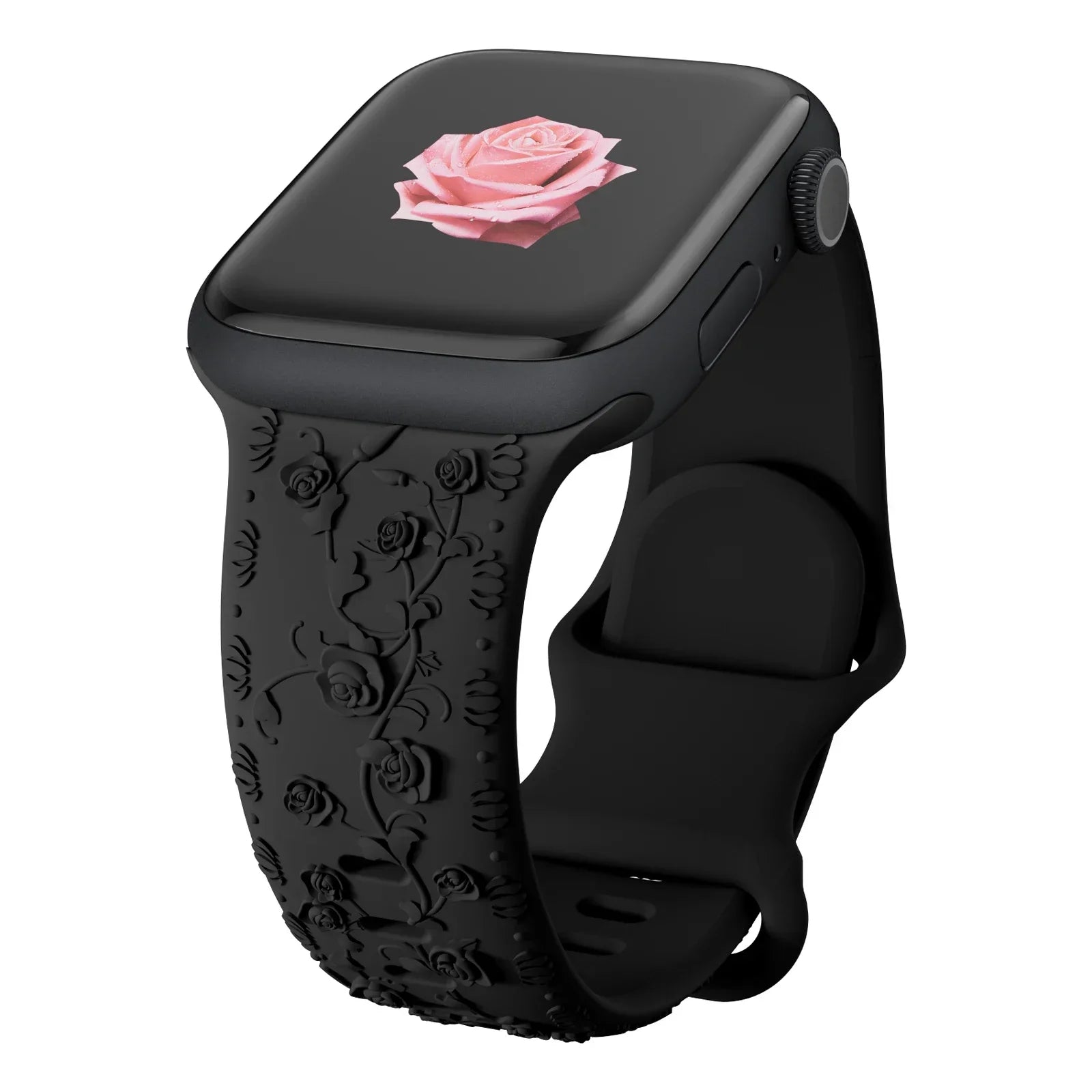 Engraved band for Apple Watch band 46mm 44mm 40mm 49mm 45mm 41mm 42mm Floral Silicone Correas Apple Watch Ultra 2 Series 10 9 8 7 6 SE 5
