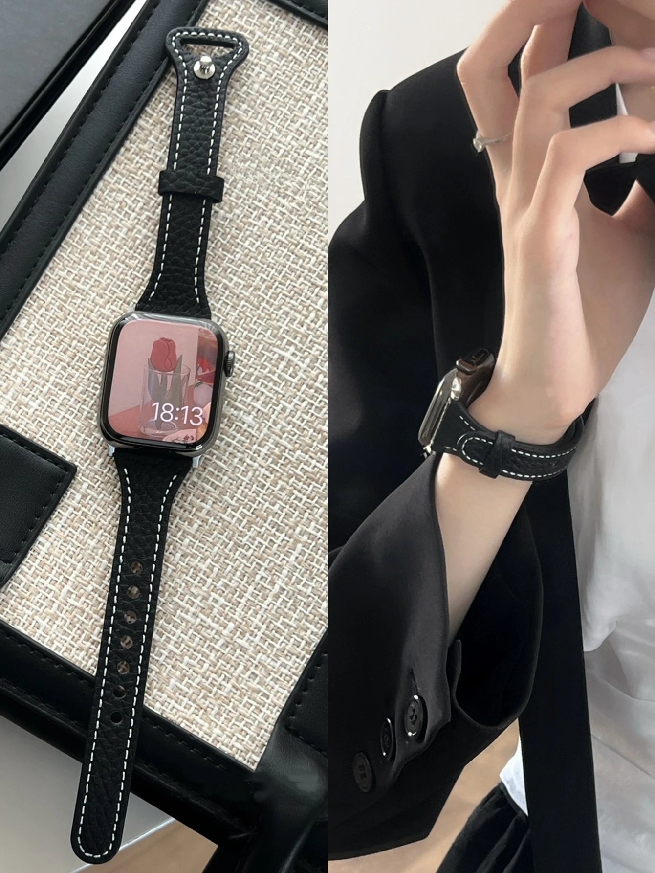 For Apple Watch band women Ultra 11 10 9 8 7 6 5 4 3 2 1 SE 38mm 40mm 41mm 42mm 44mm 45mm 46mm Leather Loop