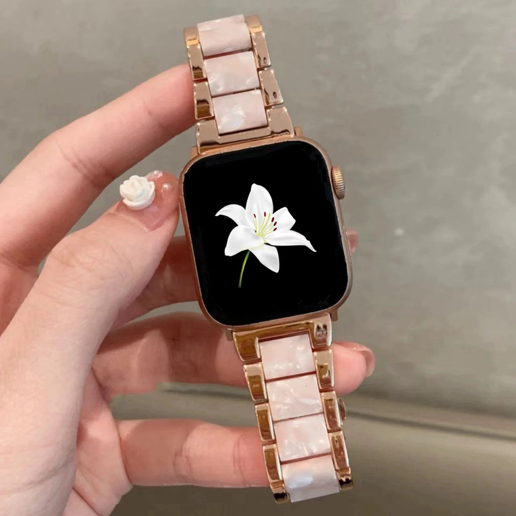 resin metal band For Apple Watch band women Ultra 10 9 8 7 6 5 4 3 2 1 SE 38mm 40mm 41mm 42mm 44mm 45mm 46mm 49mm Loop