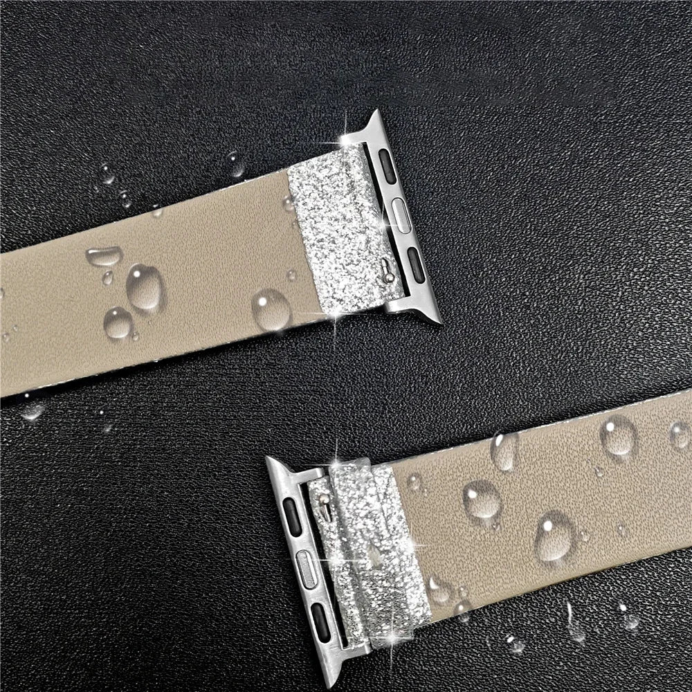 Shiny band For Apple Watch band 44mm 40mm Ultra 49mm 41mm 42mm 38mm 45mm Glitter leather loop band Apple Watch Series 8 7 6 5 4 3 SE