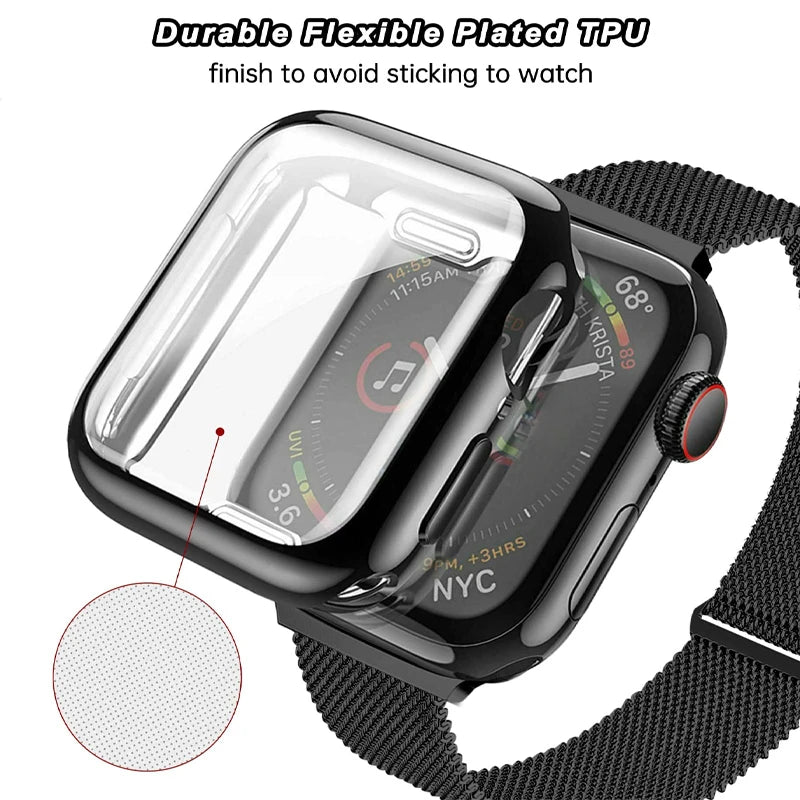 Milanese band+case for Apple Watch band 46mm 42mm 49mm 40mm 44mm 41mm 45mm Screen Protection For Apple Watch Ultra 2 Series 10 9 8 7 6 SE