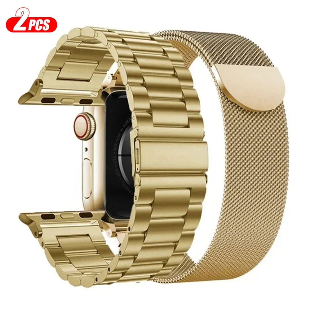 2pcs Stainless Steel band For Apple Watch band 49mm 45mm 41mm 40mm 44mm metal correa band belt Apple Watch Series9 8 7 6 5 SE 4