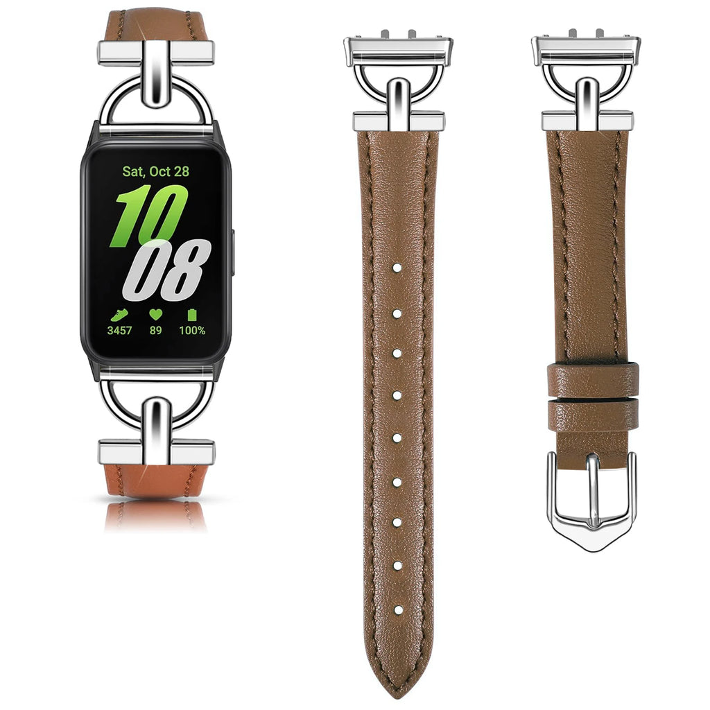Samsung Galaxy Fit 3 Metal+Leather Strap for Samsung fit 3 Smart Watch Accessories Wristband for Galaxy Fit 3 Bracelet Belt