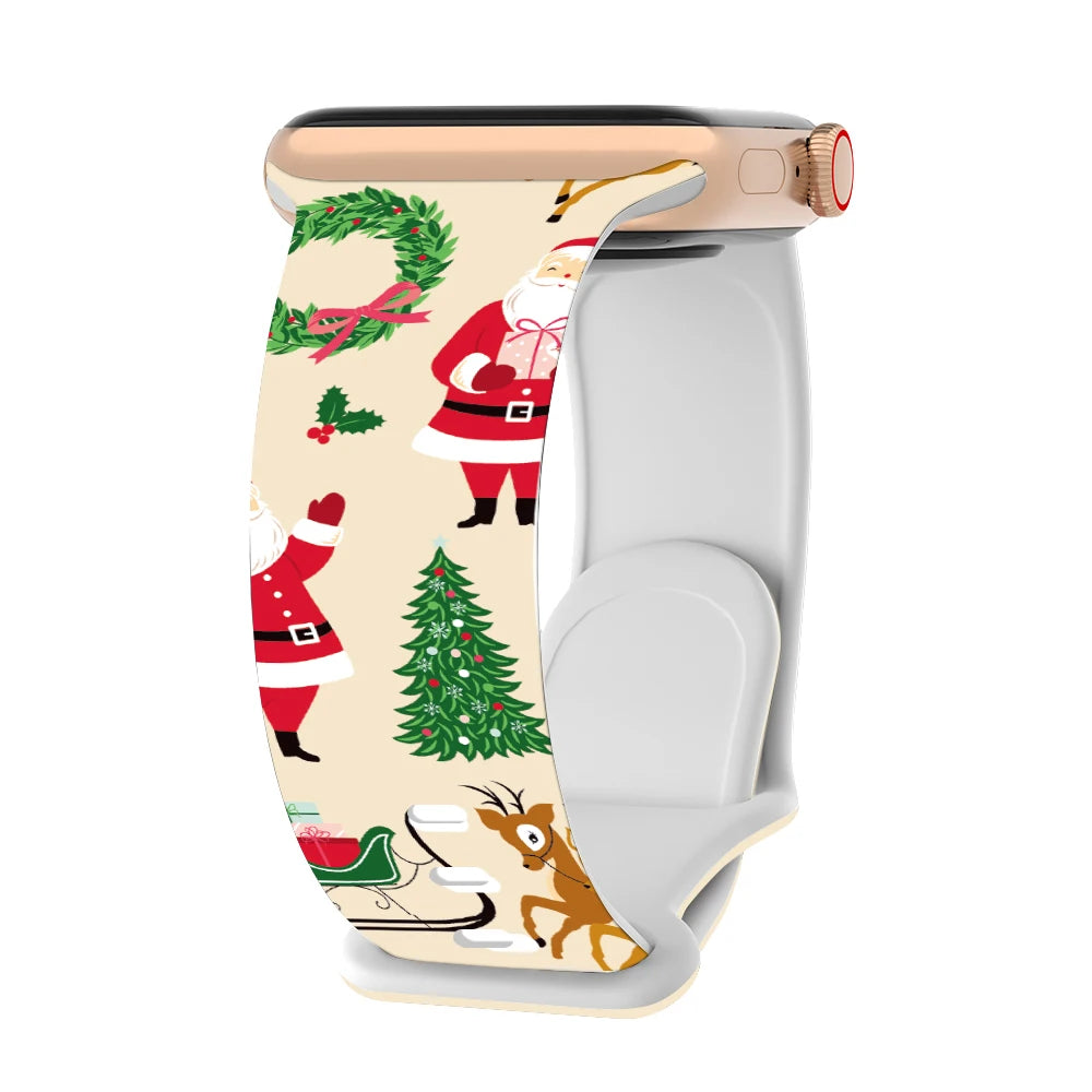Silicone Christmas band for Apple Watch band 46mm 41mm 42mm 44mm 45mm 49mm Sport band for Apple Watch 11 10 9 8 7 6 5 SE Ultra 3