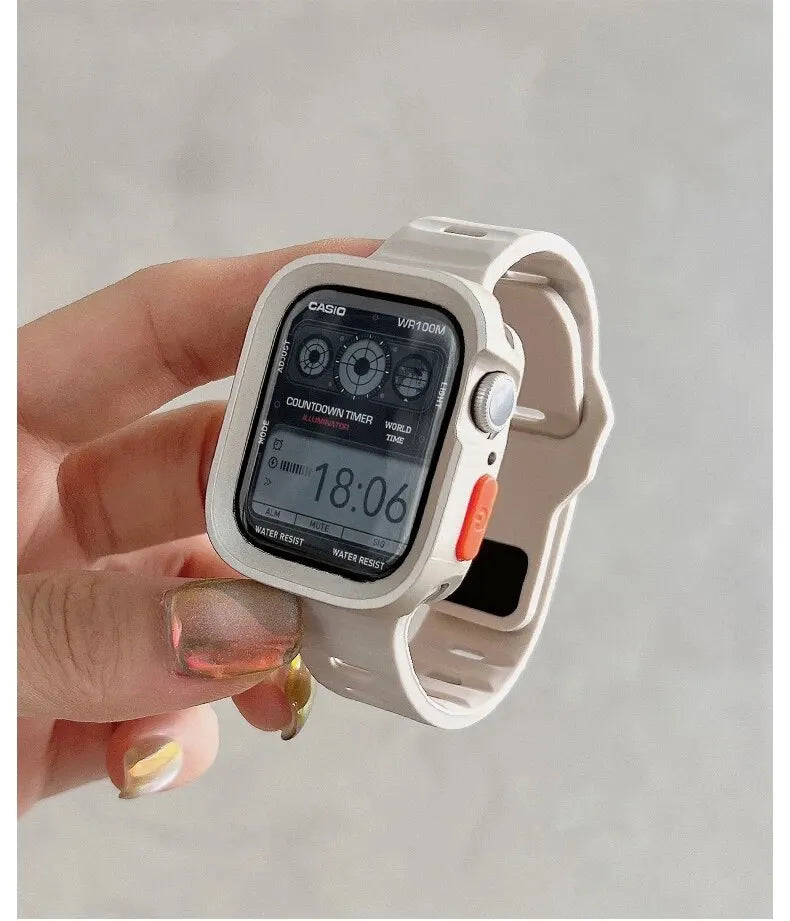 Candy Silicone Case+ band For Apple Watch Series 9 45mm band 8 7 42mm 41mm SE 6 5 4 3 2 1 44mm 40mm 38mm Apple Watch Ultra 2 49mm