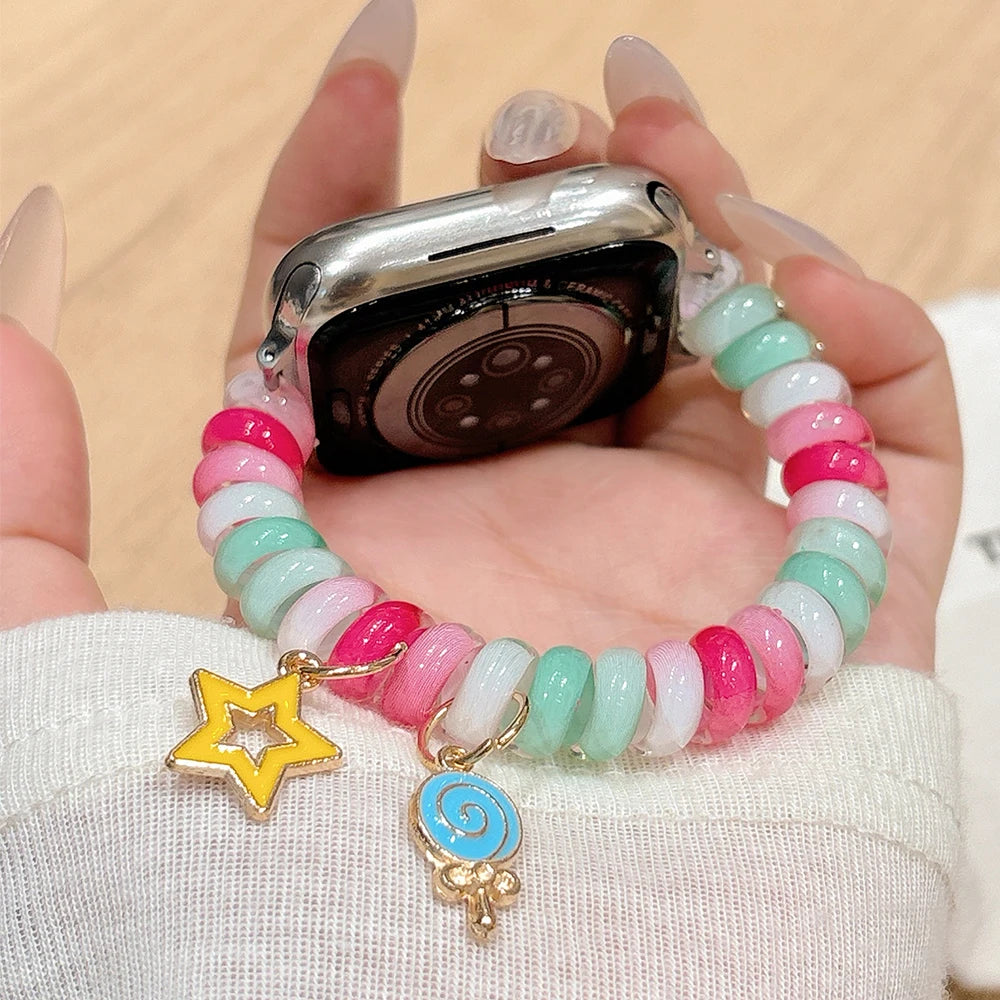 band for Apple Watch band Ultra 2 3 49mm 40mm 41mm 44mm 46mm stretchable Cute Scrunchie brecelet Apple Watch seires 10 9 8 7 5 SE 11