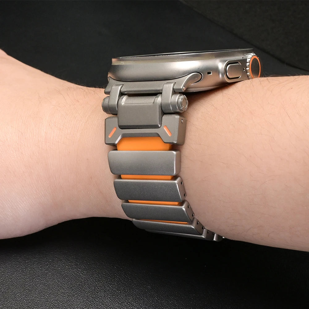 Magnetic Titanium band for Apple Watch Ultra 3 2 49mm Rubber Men band For Apple Watch 11 10 46mm 9 8 7 6 5 4 SE3 44mm 45mm band