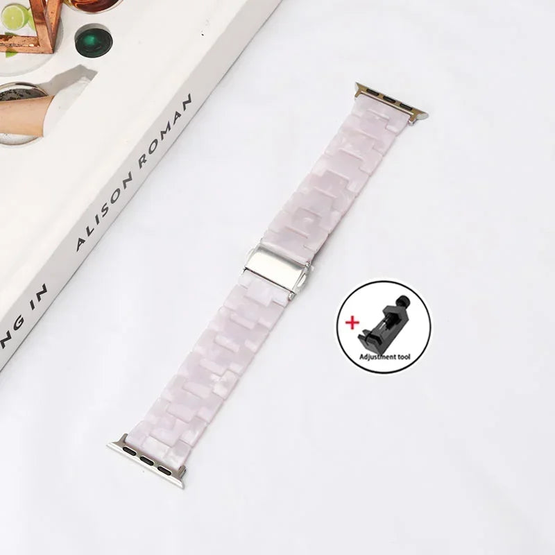Luxury Resin band for Apple Watch Ultra 2 band 49mm 45mm 41mm 40mm 44mm 38mm 42mm Link band Apple Watch Series 9 7 8 6 SE 5 4 3