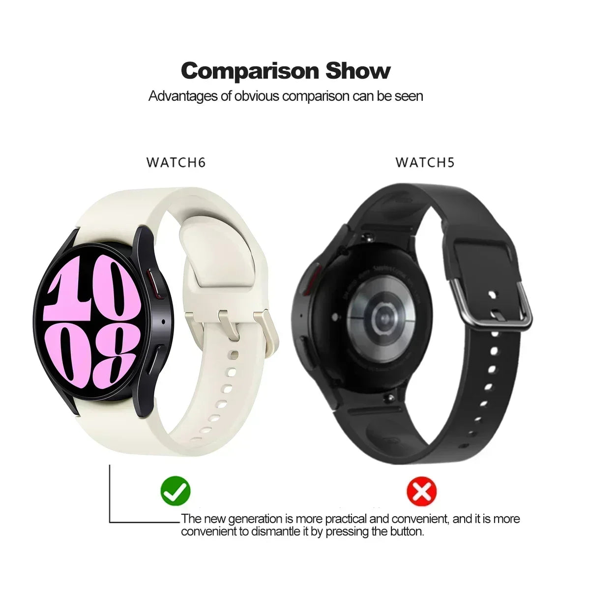 Silicone strap For Samsung Galaxy watch 6 4 Classic 47mm 43mm 46mm Curved original replacement band For Watch 7 6 5 4 40mm 44mm