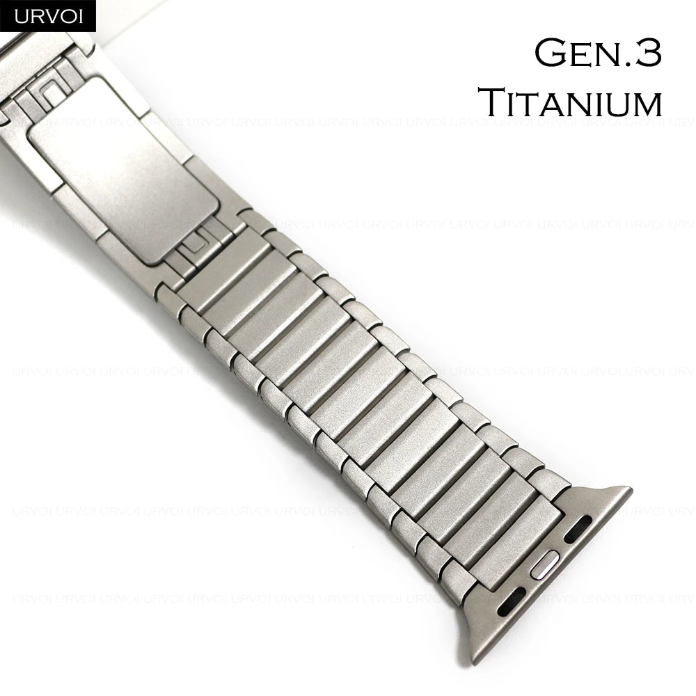 URVOI band for Apple Watch Ultra 3 2 Link band gen.1 3 stainless steel band butterfly clasp wristband for Apple Watch 45mm 46mm 49mm