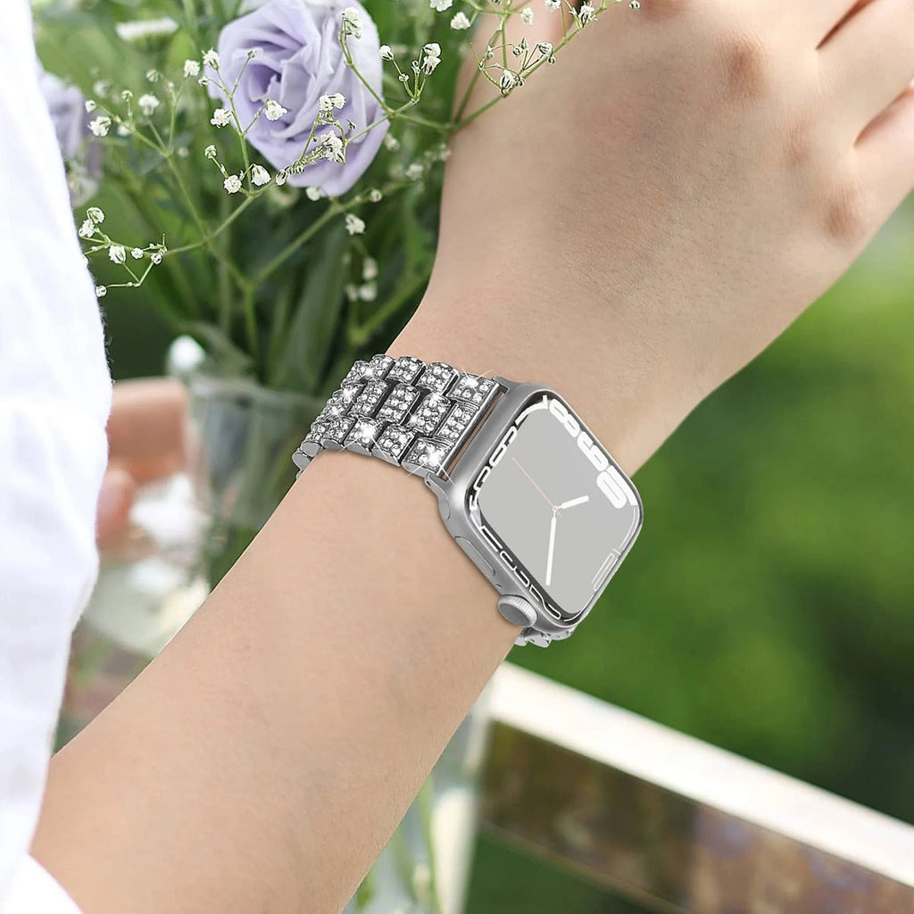 Women's Diamond band For Apple Watch Ultra 2 band 9 49mm 44mm 40mm 41mm 45mm metal band Apple Watch Series 8 7 6 SE 5 Watchband