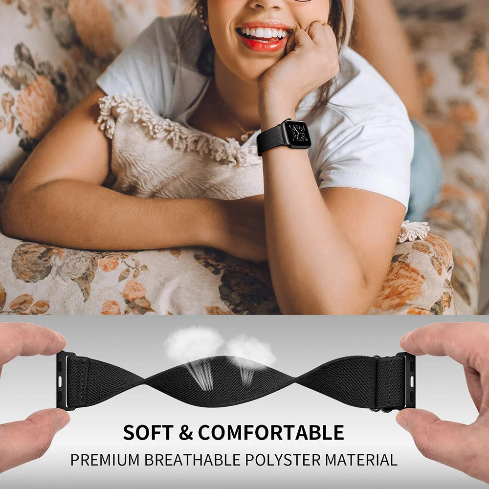 Stretchy Nylon band for Apple Watch Ultra 3 band 40mm 41mm 42mm 44mm 45mm 49mm 46mm Elastic band Apple Watch 11 10 9 8 SE 7 6 5