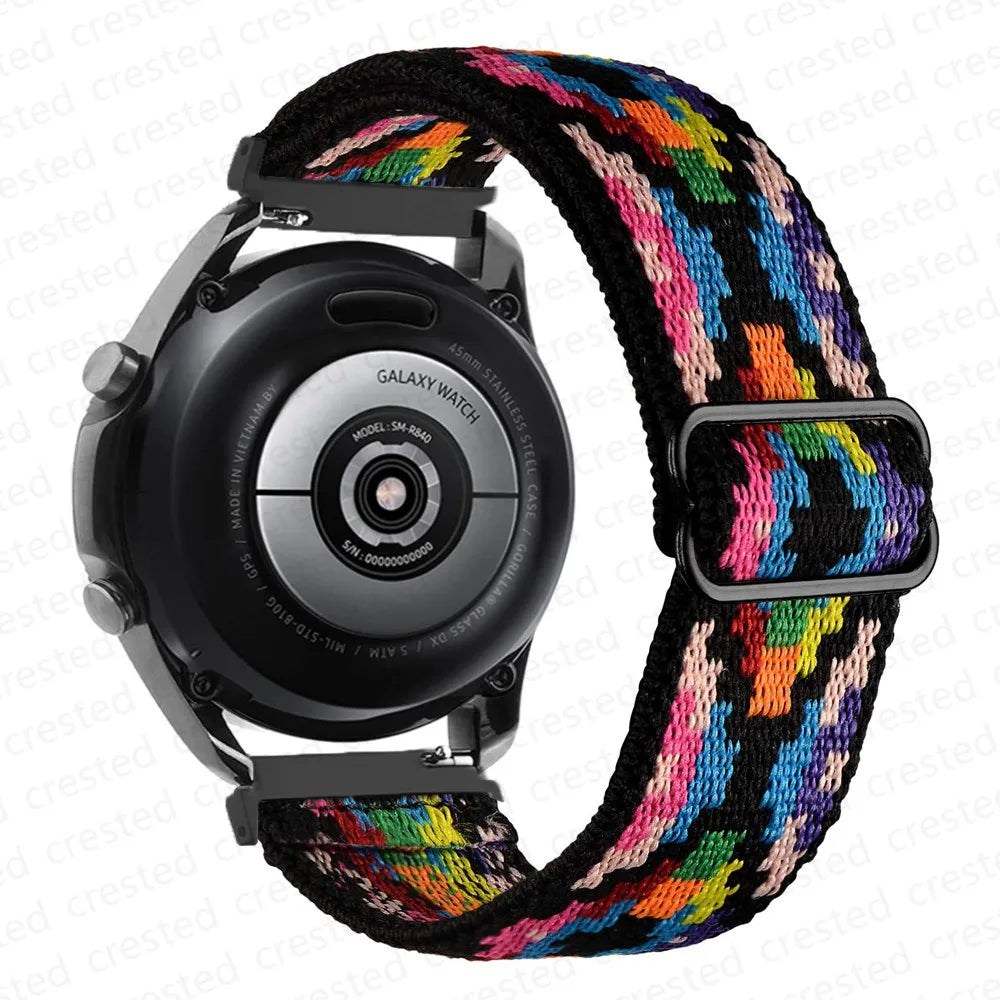 20mm 22mm strap For Samsung Galaxy watch 7/6/5 pro/4/classic/Active 2/Gear S3 Adjustable Nylon Elastic Huawei GT 2/4/3 Pro band