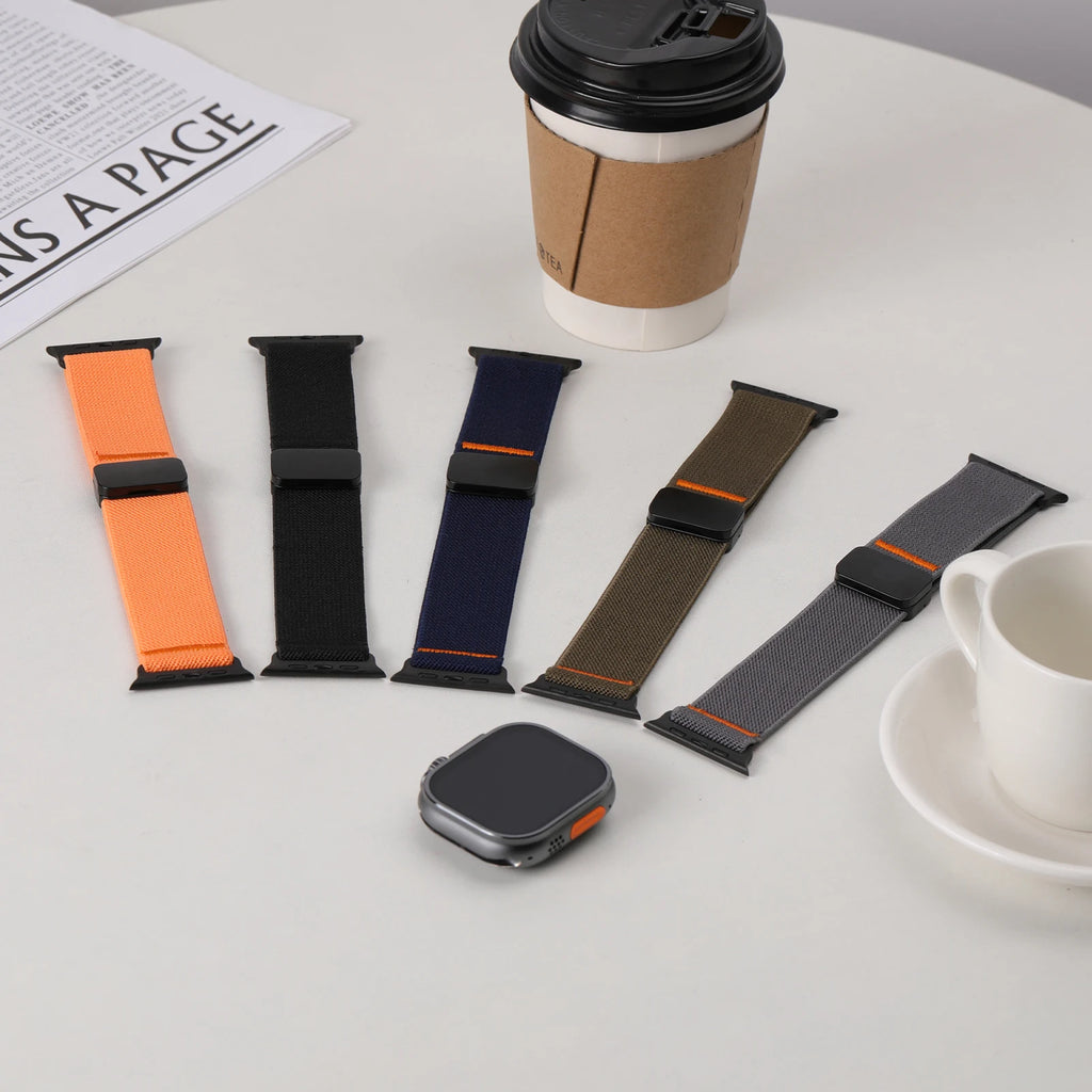 Magnetic Sport band For Apple Watch Ultra 2 band 49mm 45mm 46mm 44mm 42mm 41mm 40mm Nylon Correa band Apple Watch 10 9 8 7 6 5 4 SE