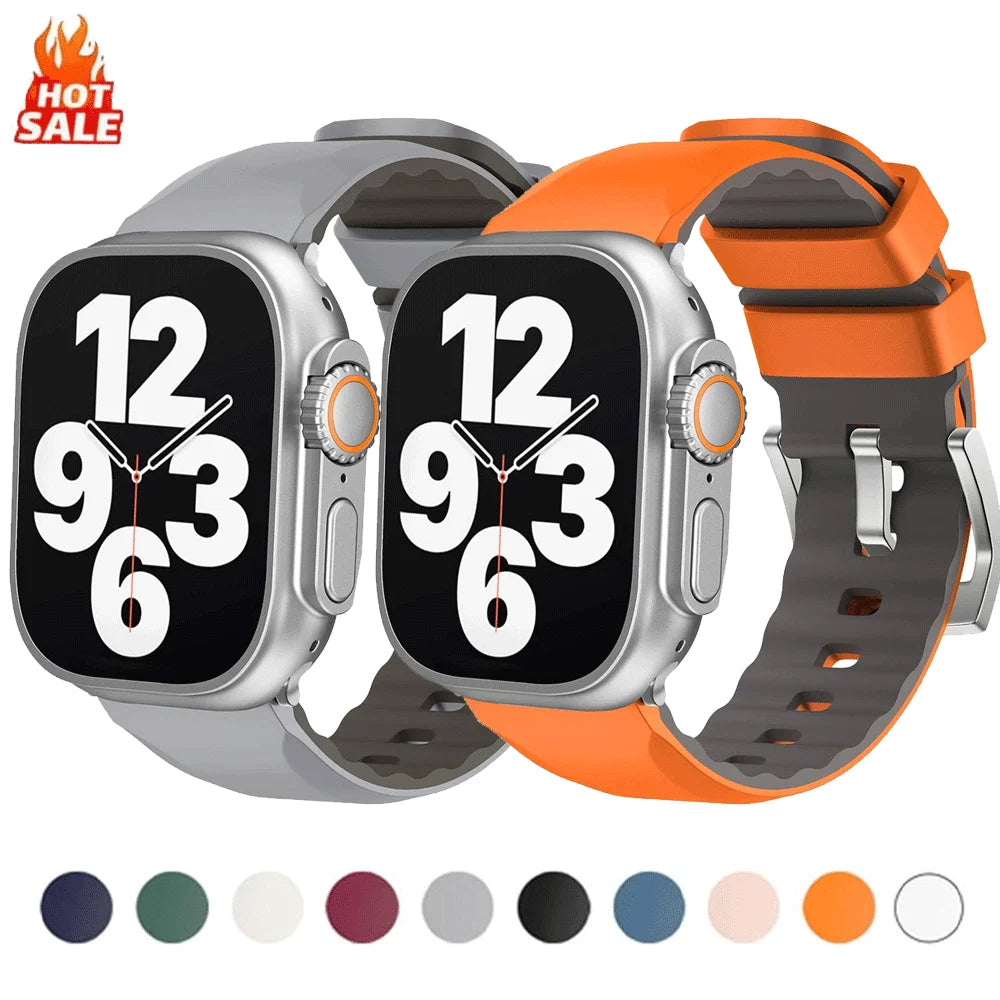 Silicone band for Apple Watch Ultra 3 49mm 46mm 42mm 45mm 41mm 44mm 40mm 38mm Sport for Apple Watch Series 11 10 9 8 7 6 5 4 SE 3 2