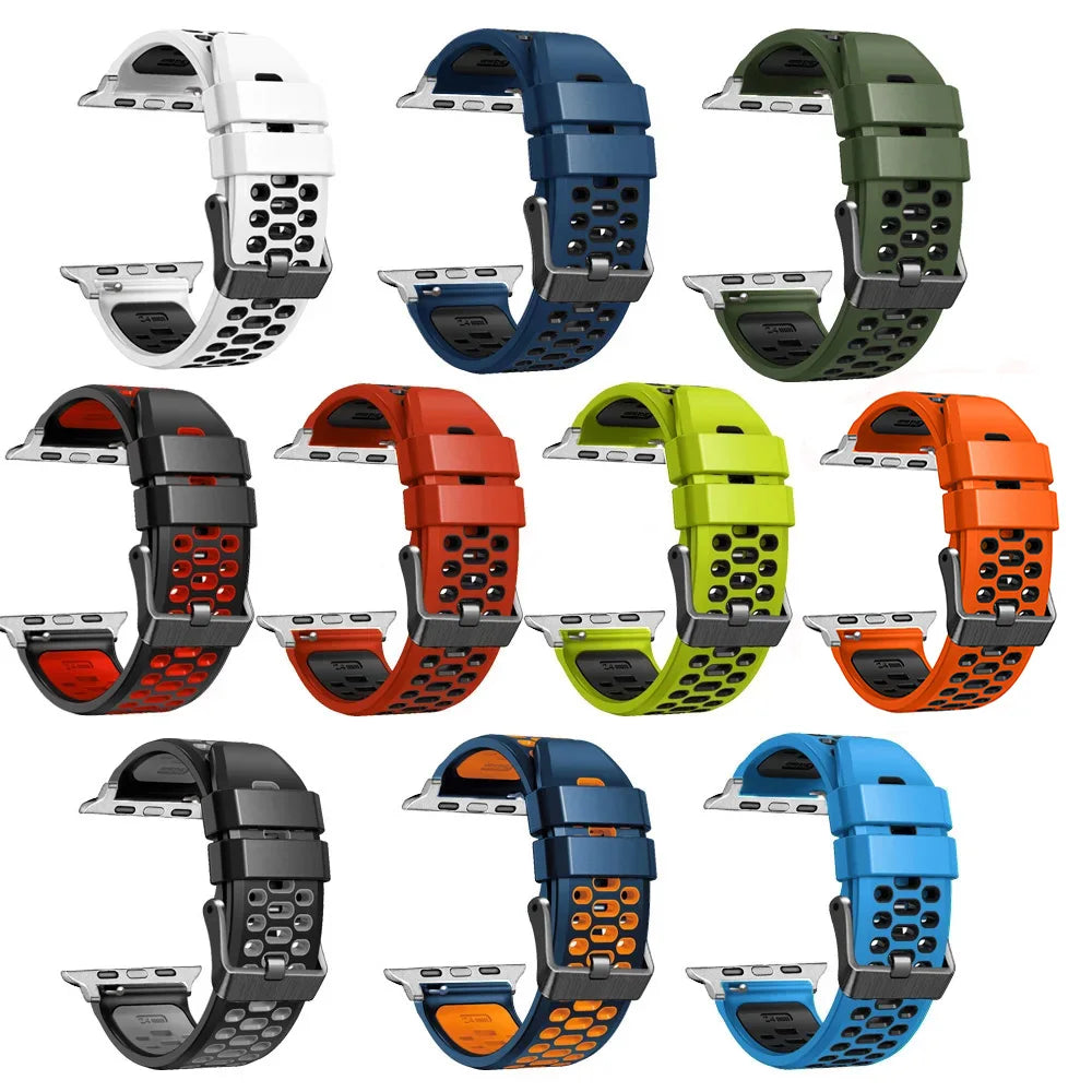 Sport Silicone band For Apple Watch Ultra 2 49mm band Wristband For Apple Watch Series 9 8 7 SE 6 45mm 44mm 42mm Accessory