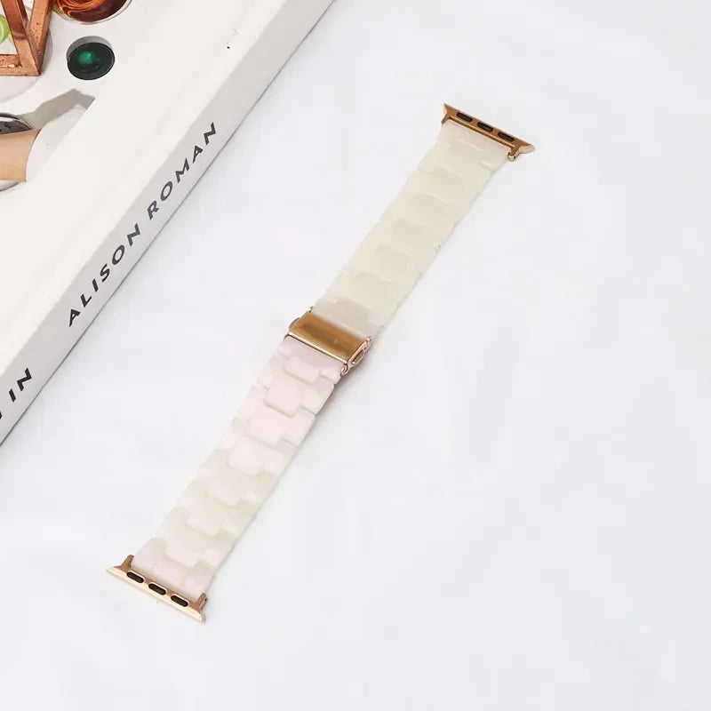 Luxury Resin band for Apple Watch Ultra 2 band 49mm 45mm 41mm 40mm 44mm 38mm 42mm Link band Apple Watch Series 9 7 8 6 SE 5 4 3