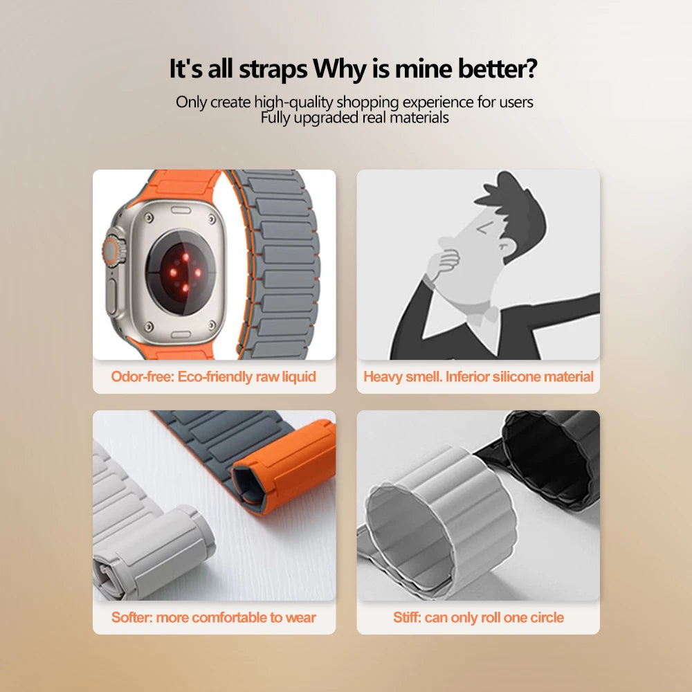 Magnetic Silicone band for Apple Watch Ultra 3 2 49mm 46mm 42mm 45mm 44mm 40mm 41mm band Apple Watch Series 11 10 9 8 7 6 SE band