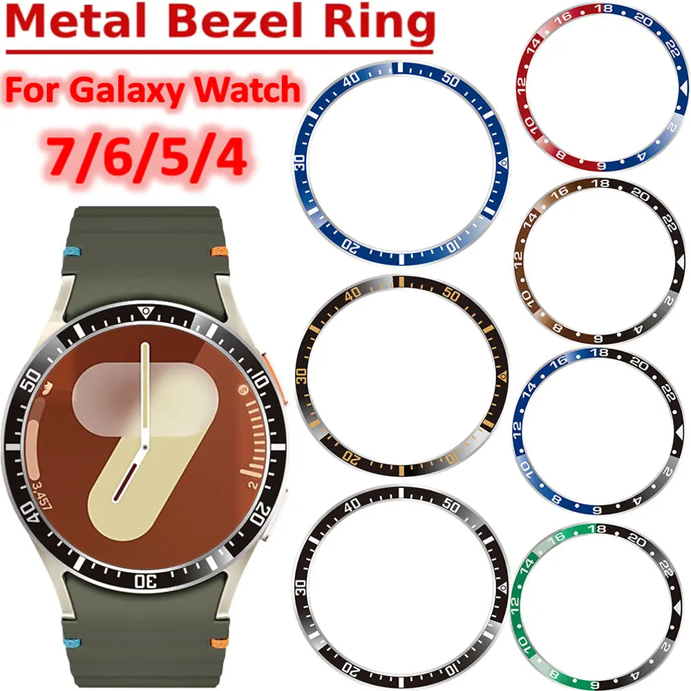 Metal Bezel Ring For Samsung Galaxy Watch 7/6/5/4 40mm 44mm Stainless Steel Bezel Protector Watch Case Ring Decoration Accessory