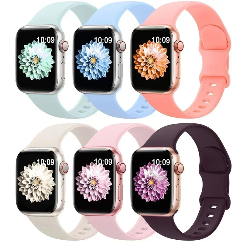 Silicone band For Apple Watch band 44mm 40mm 45mm 41mm 42mm 46mm sport wrist band Apple Watch serie 10 8 7 SE 4 5 6 9 Ultra 2 49mm