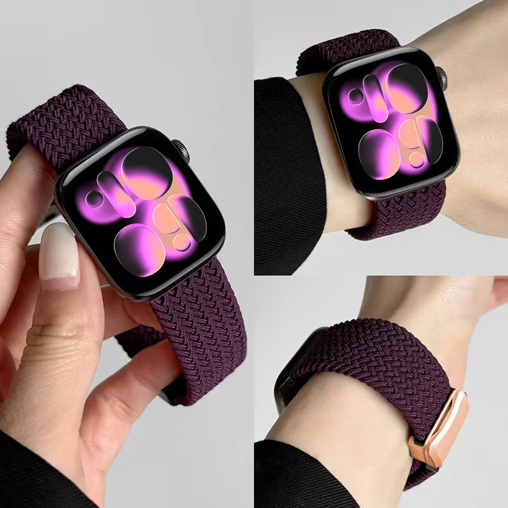 Braided LOOP band For Apple Watch 11 10 band 42mm 46mm SE3 40mm 44mm Magnetic Correa band Series 9 7 6 8 45mm 41mm 40mm Band
