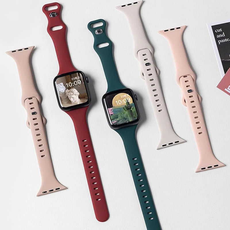 Slim Silicone band for Apple Watch band 44mm 40mm 41mm 45mm 38mm 42mm 49mm 46mm Apple Watch Series 10 9 8 7 SE 6 5 4 Woman band