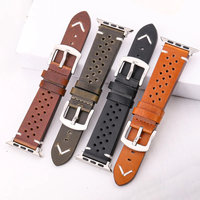 Genuine Leather band For Apple Watch band Serie 7 6 5 4 SE band 44mm 45mm 40mm 41mm 42mm 49mm Women Men Apple Watch Watchband