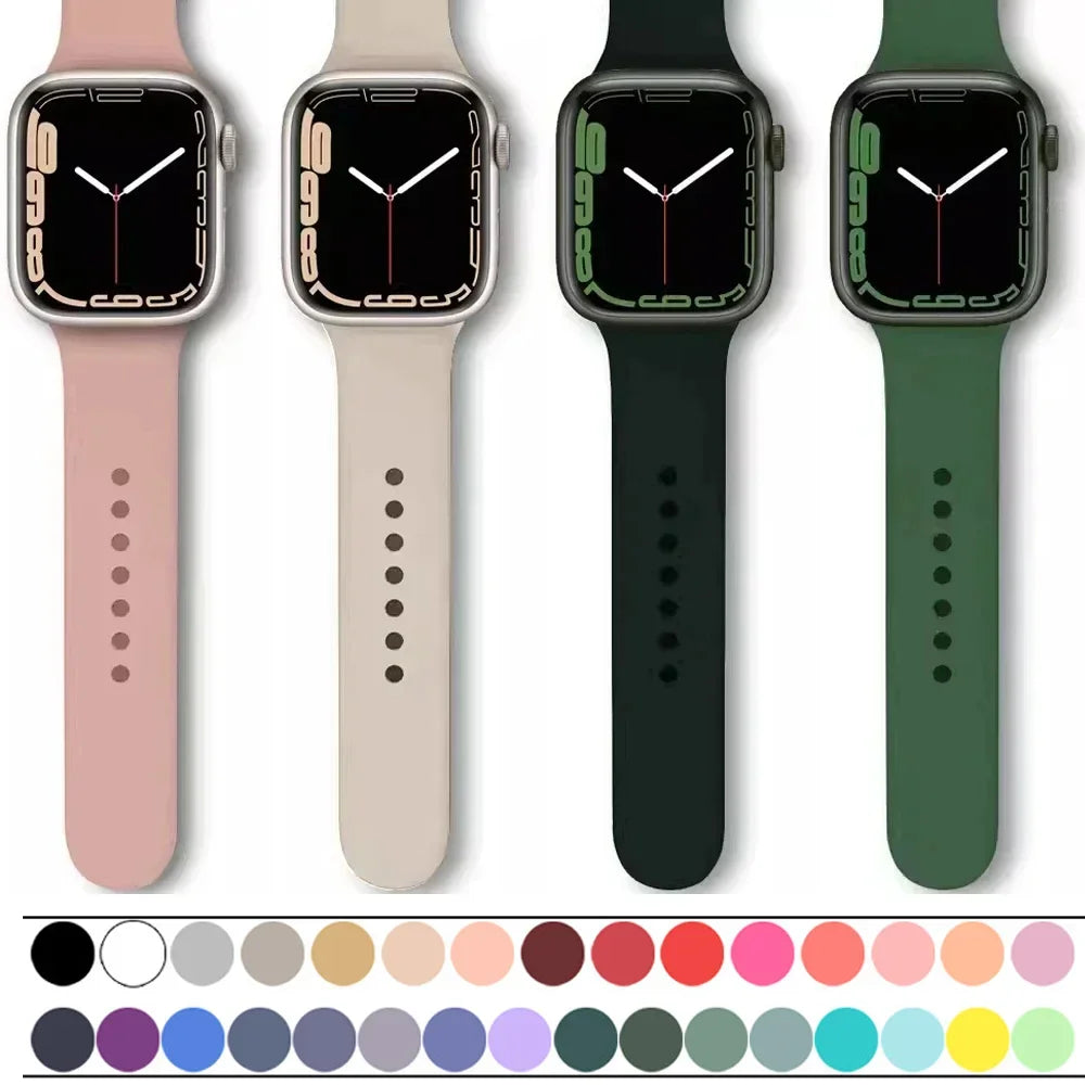 Silicone band For Apple Watch band 45mm 44mm 40mm 41mm 42mm 38mm 44mm sport band Apple Watch Series 8 7 6 5 4 3 SE 9 Ultra 2 49mm