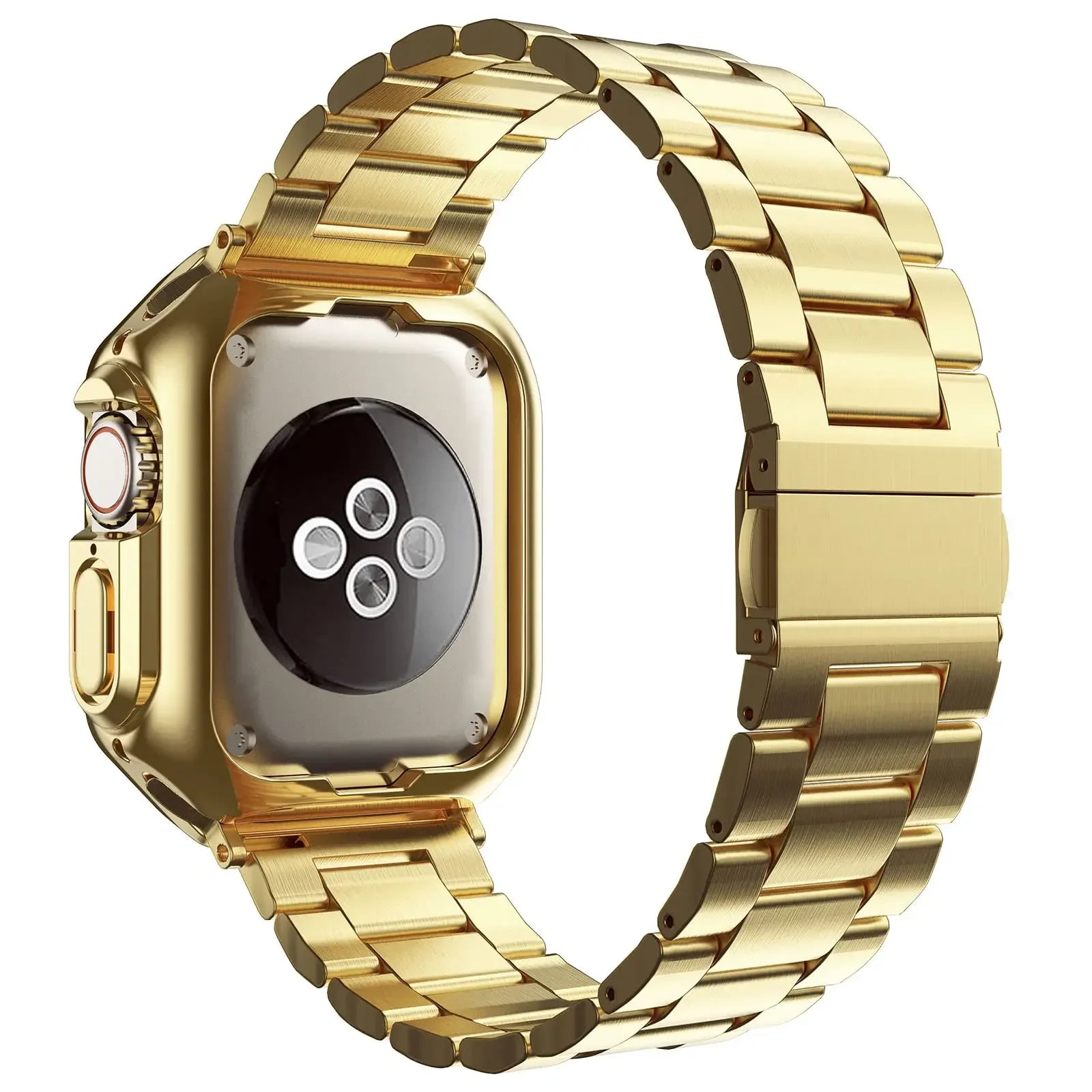 Golden band for Apple Watch Ultra band 49mm 45mm 44mm Stainless Steel band and Armor TPU Case Apple Watch 9 8 7 41mm SE 6 40mm