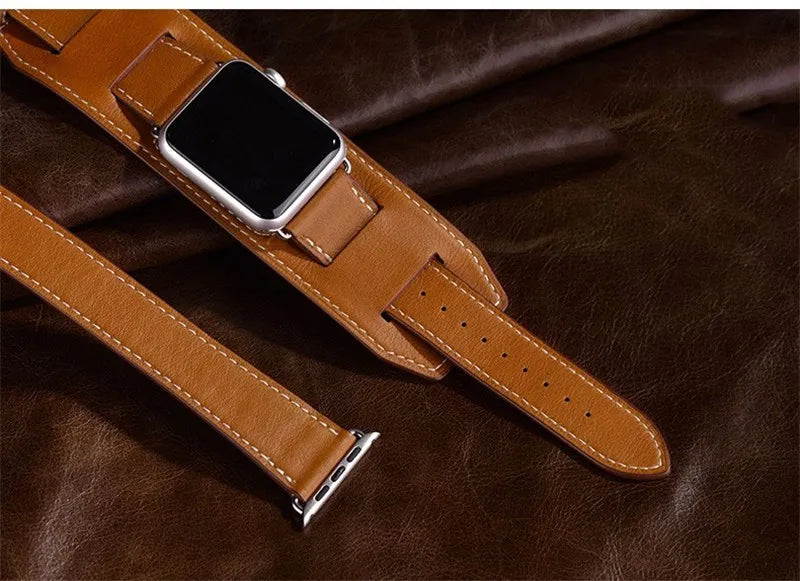 Cuff band for Apple Watch band 44mm 45mm 40mm 49mm 41mm 42mm 38mm Leather watch band Apple Watch Series 9 8 7 5 SE 6 Ultra 2 band