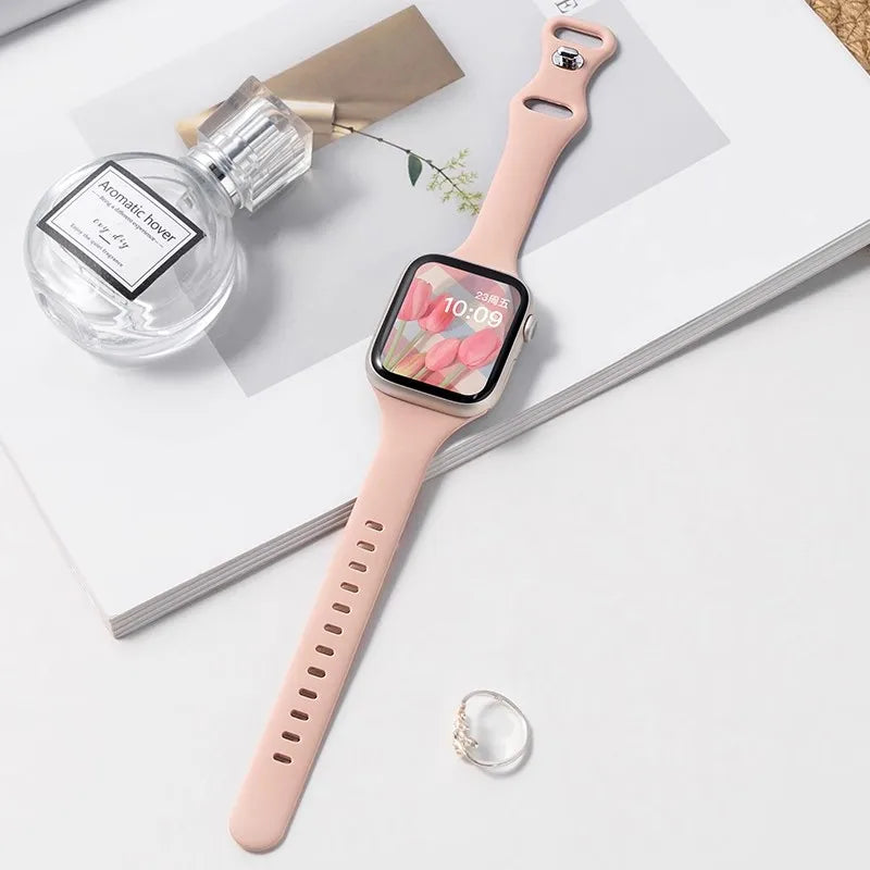 Slim Silicone band for Apple Watch band 44mm 40mm 41mm 45mm 38mm 42mm 49mm 46mm Apple Watch Series 10 9 8 7 SE 6 5 4 Woman band