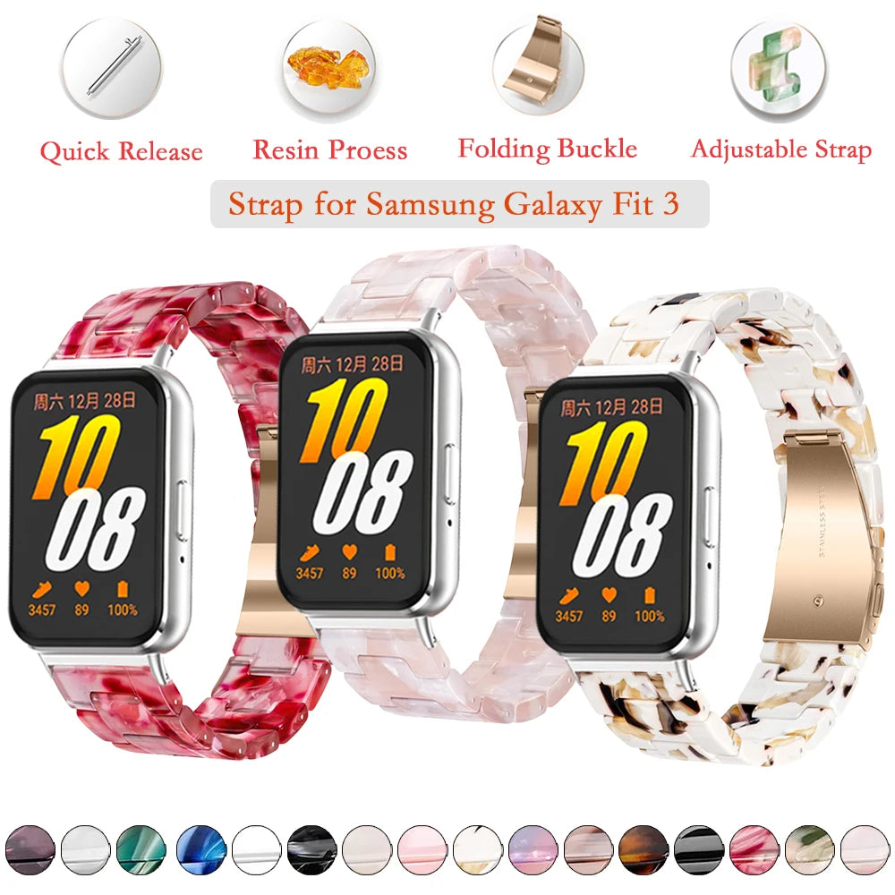 Resin Strap Compatible with Samsung Galaxy Fit3 Quick Release Men Women Bracelet for Galaxy Fit 3 Strap
