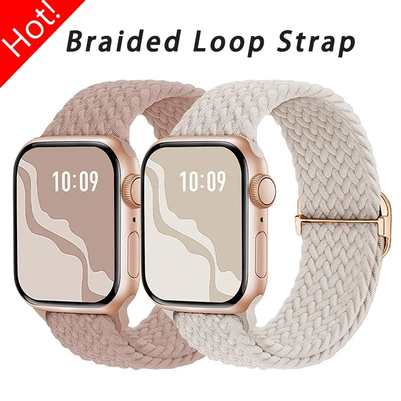 Braided Solo Loop band For Apple Watch Ultra 2 band 49mm 44mm 40mm 45mm 41mm 42mm 38mm band Apple Watch Series 9 8 7 6 SE 3