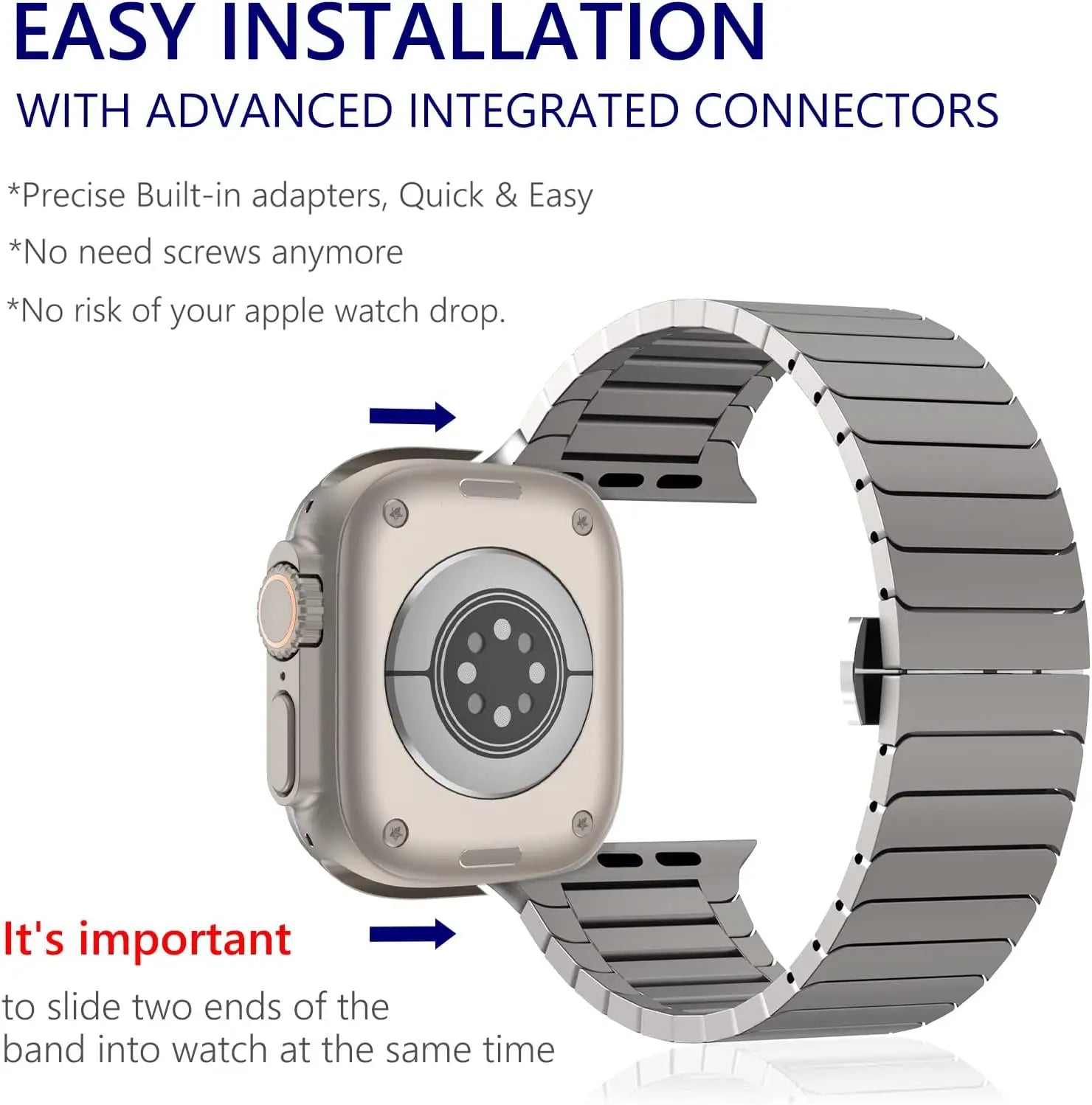 Ultra 3 2 Titanium Color For Apple Watch Ultra 49mm 45mm 44mm 42mm Luxury band Apple Watch 11 46mm 41mm 9 10 Stainless Steel Band