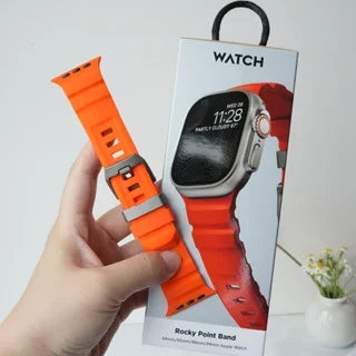 Luxury Silicone band for Apple Watch 46mm Series 10 Ultra 2 49mm 45mm Breathable Sport band for 44mm 42mm Series 9 8 7 6 5 4 3 2 1 SE