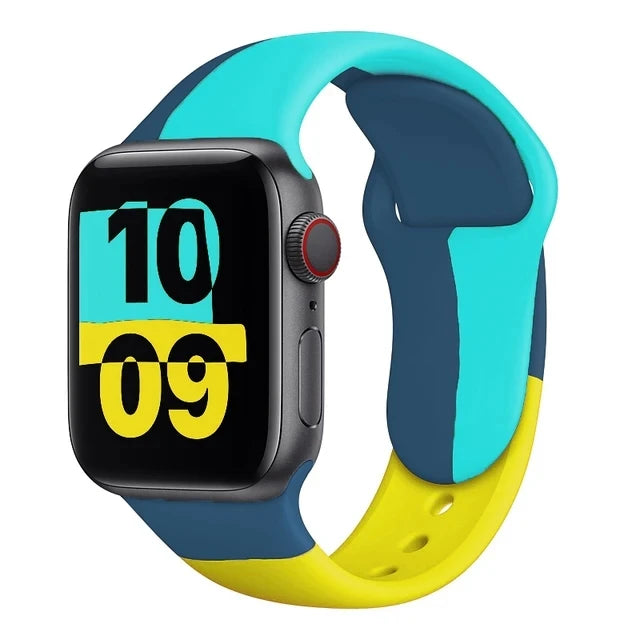 Silicone band For Apple Watch band 49mm 44mm 40mm 38mm 42mm 41mm 45mm Black Unity belt Sport band for Apple Watch Series 9 8 7 3 4 5 6 SE 2