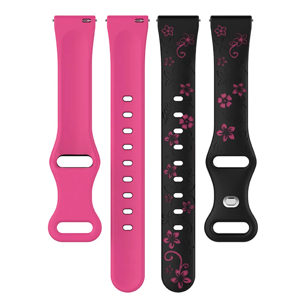 18mm 20 22mm Women Silicone Engraved Bracelet for Huawei GT5/GT4 41mm GT5Pro 46mm Band for Samsung Galaxy FE 7 6 40mm 44mm Strap