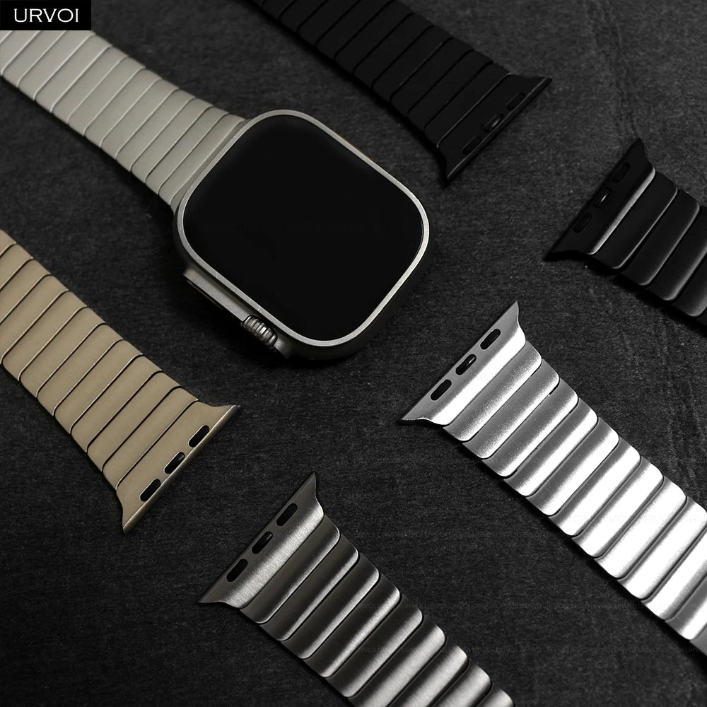 URVOI band for Apple Watch Ultra 3 2 Link band gen.1 3 stainless steel band butterfly clasp wristband for Apple Watch 45mm 46mm 49mm