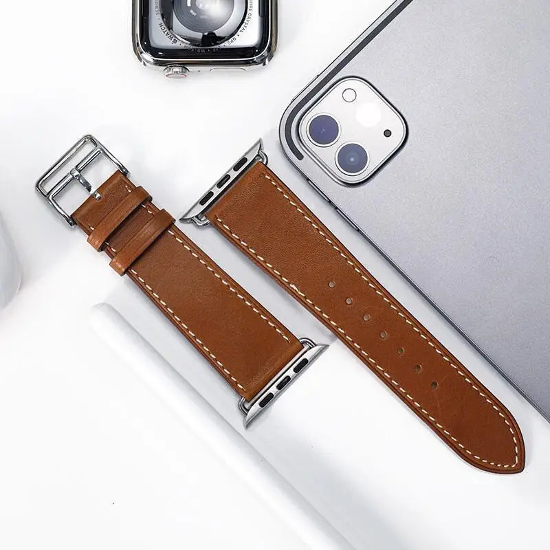 Leather Watch band for Apple Watch band 46mm 44mm 49mm 45mm 42mm 40mm 38mm 41mm band Apple Watch Series 10 Ultra 9 8 7 6 5 4 3 SE